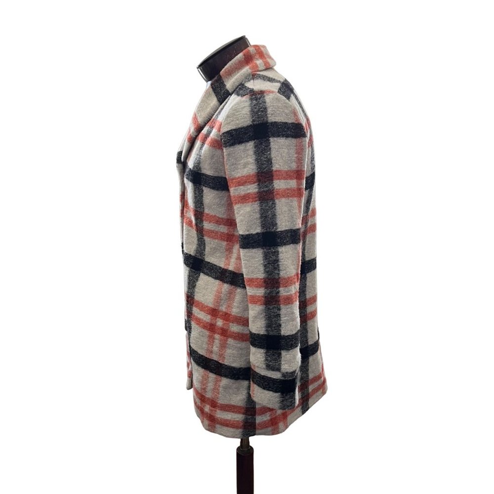 Cartonnier Anthropologie Hetty Wool Blend Plaid Coat Red Black Gray Size Small - Picture 3 of 8